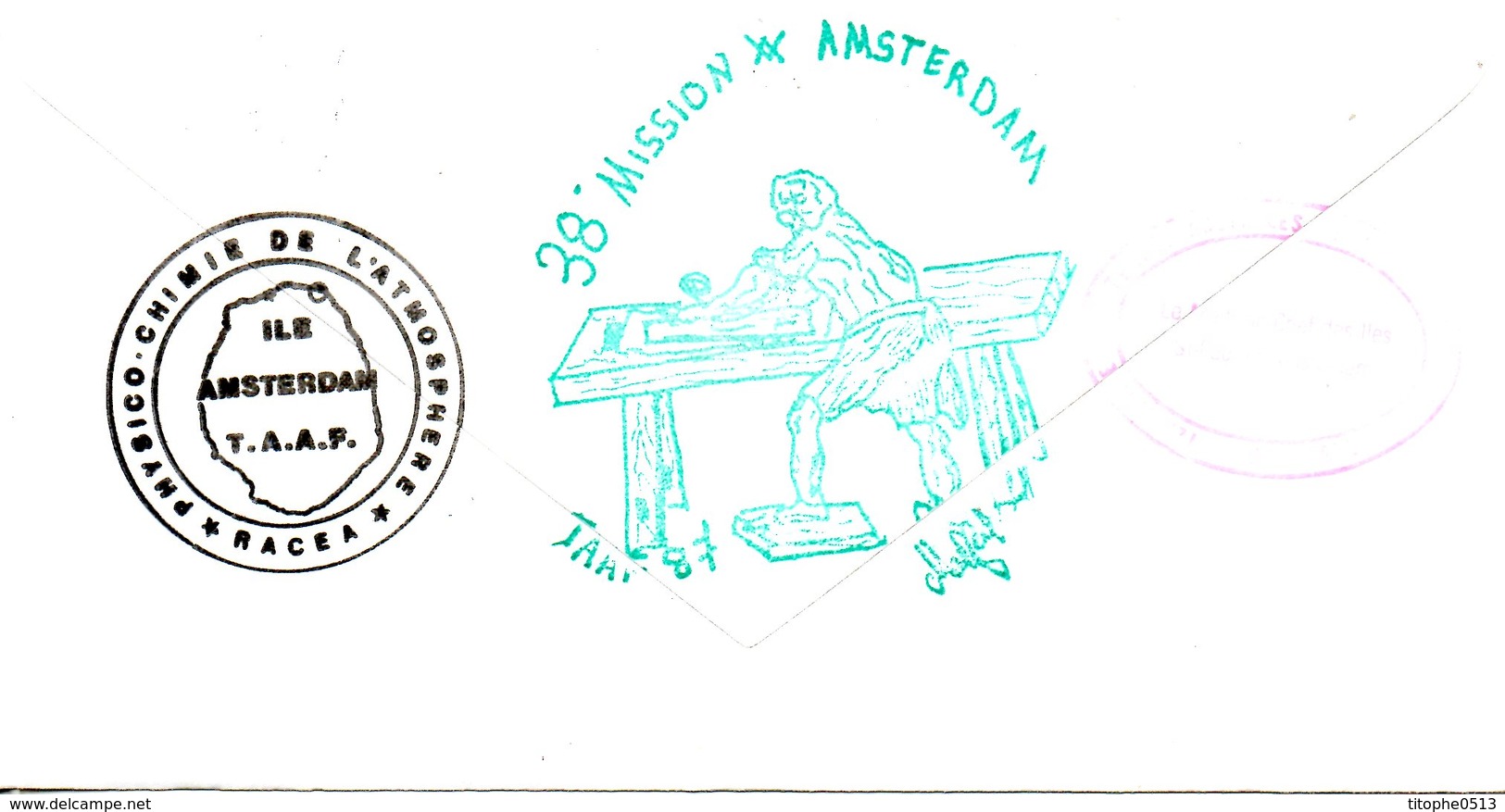 TAAF. Enveloppe Ayant Circulé En 1987. Mission Amsterdam/Ornithologie/Etude De L'atmosphère. - Research Programs
