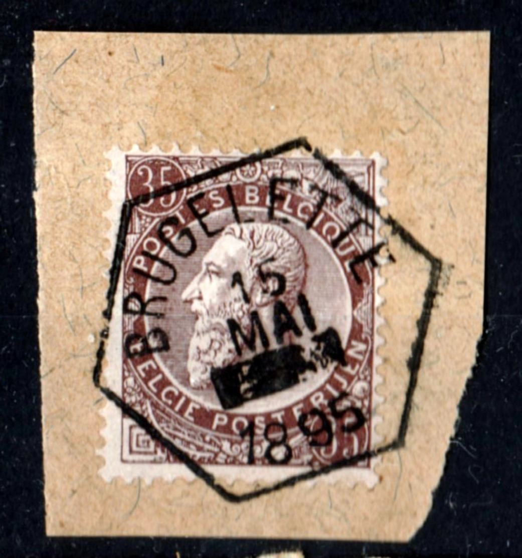 Belgique - Timbre De 1893 COB 77 Sur Fragment Oblitération Hexagonale BRUGELETTE - 1893-1900 Fijne Baard