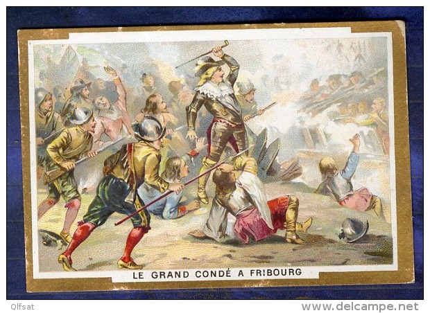 Chromo Leroux Condé Bataille De Fribourg General Mercy Histoire  Victorian Trade Card - Tea & Coffee Manufacturers