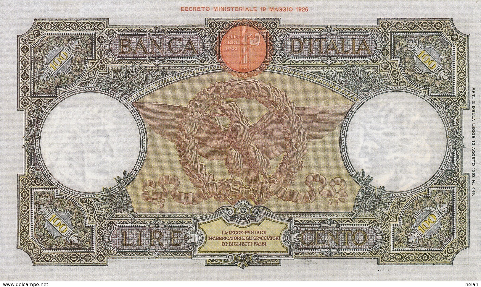 BANCA D ITALIA-100 LIRE -UNC-FDS-COPY-RIPRODUZIONE - 100 Liras