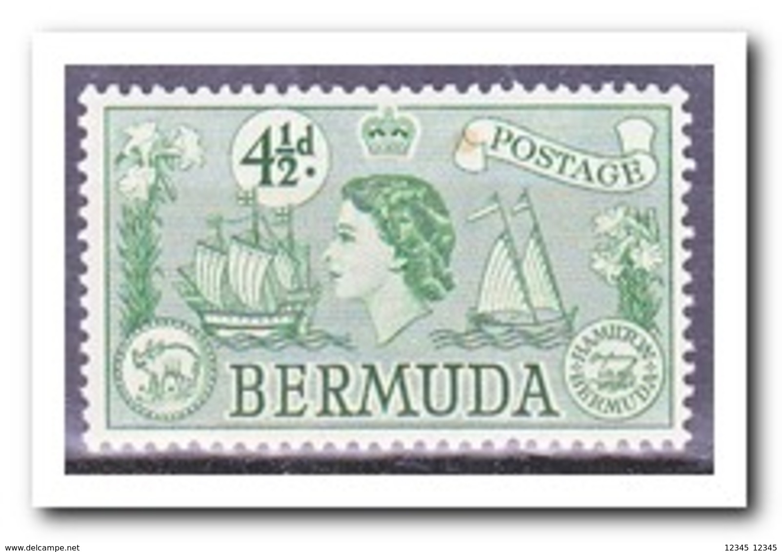 Bermuda 1953, Postfris MNH, Flowers, Queen, Ships - Bermuda