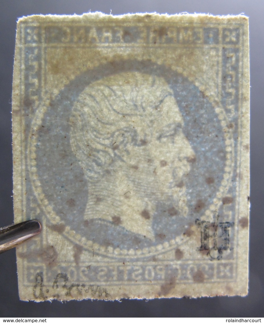 LOT R1752/254 - NAPOLEON III N°14Ad Bleu Sur Vert ☛ Timbre Signé BRUN Expert - ETOILE MUETTE DE PARIS - Cote : 180,00 € - 1853-1860 Napoléon III