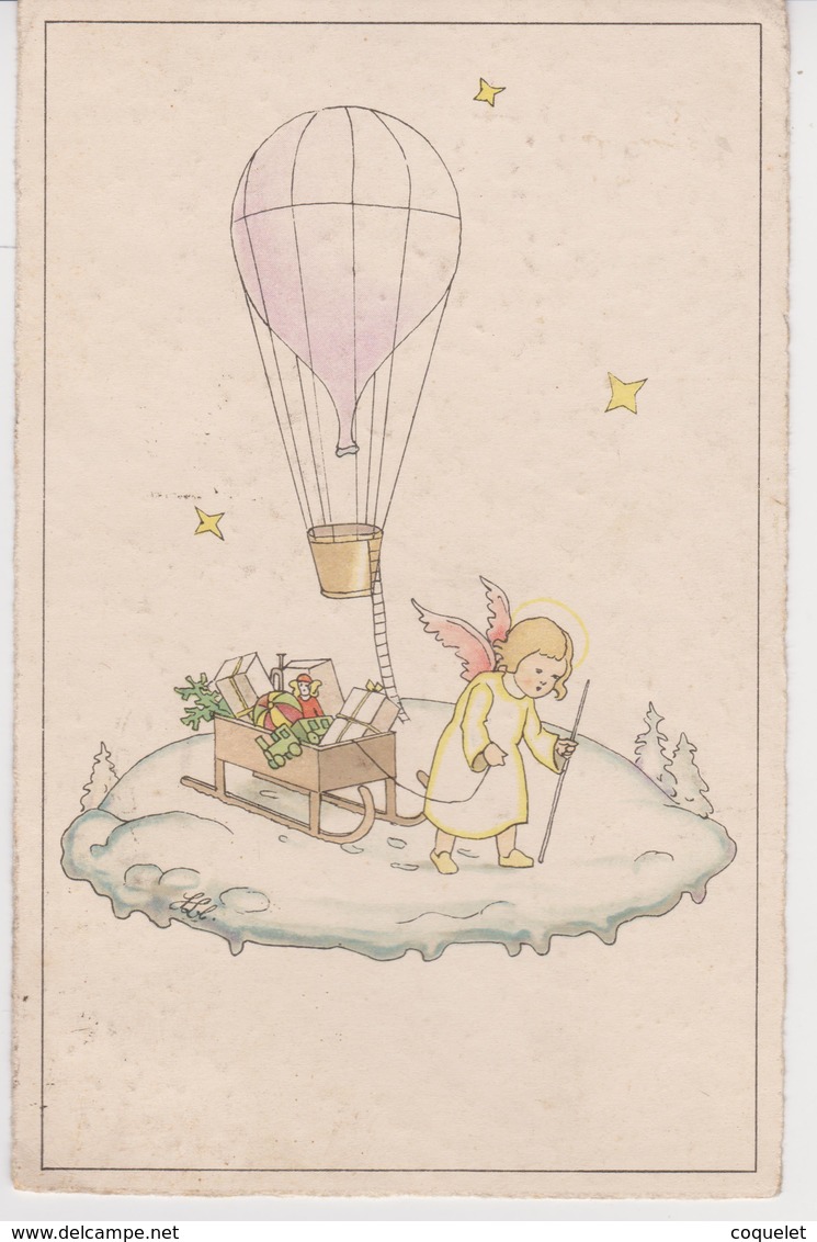 Cartevue Un Ange Descendant D'un Ballon  Apporte Des Jouets   - Carte Postée à NOVARA Vers La Belgique - Other & Unclassified