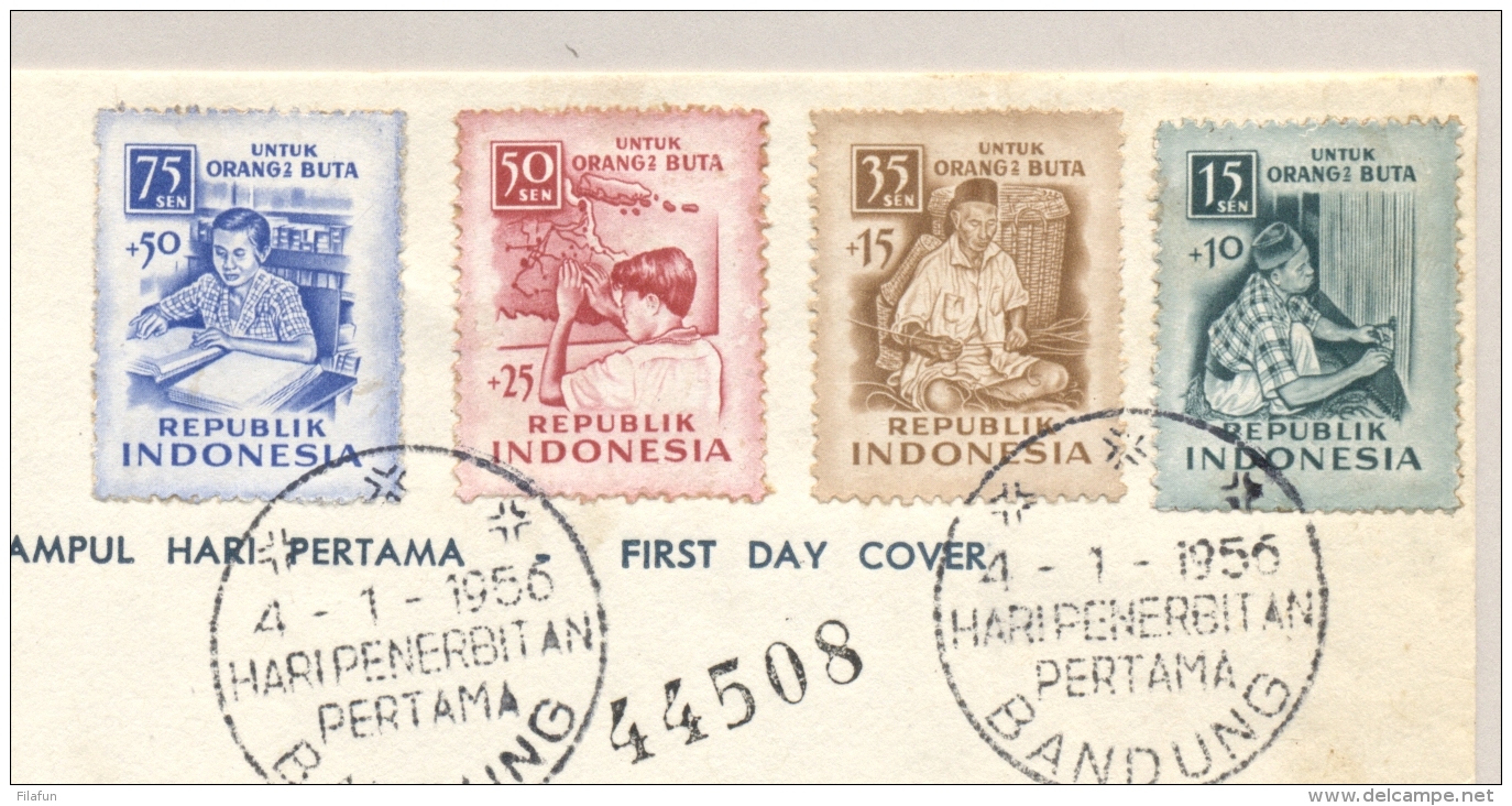 Indonesia - 1956 - 10 Stamps With Blind / Braille On R-cover From Sungaigerong To Den Haag / Nederland - Indonesië