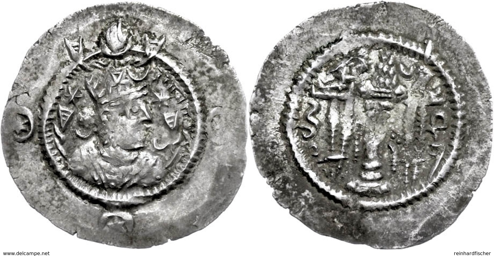 6 Sasaniden, Drachme (4,04g), 484-531, Kavad I. Av: Büste Nach Rechts. Rev: Feueraltar Mit Zwei Assistenzfiguren, Ss.  S - Greek