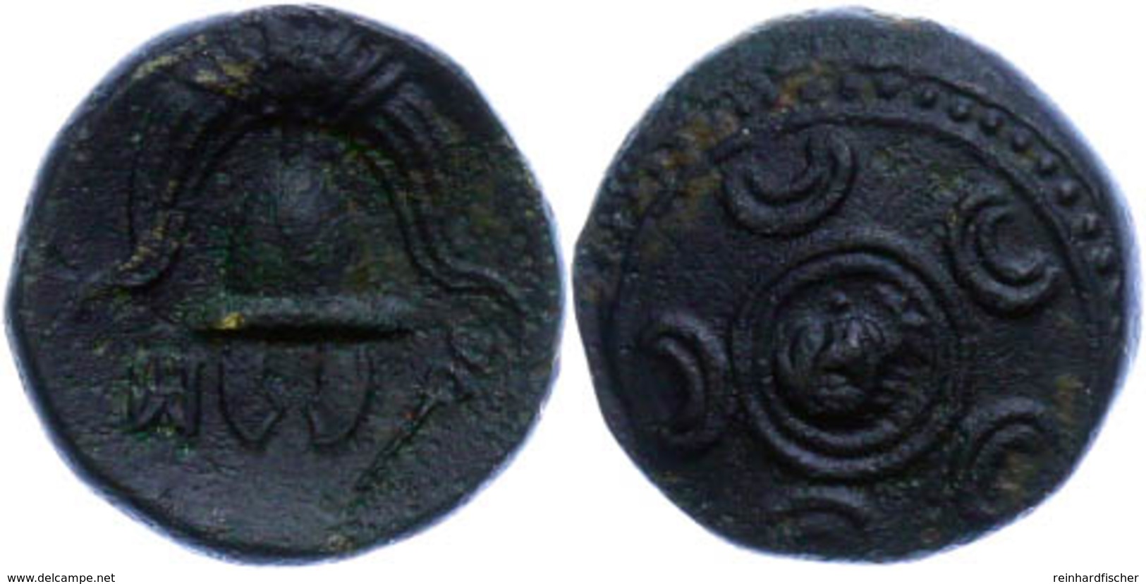 23 Æ (3,16g), 336-323 V. Chr., Alexander III. Av: Makedonisches Schild, Im Zentrum Herakleskopf. Rev: Helm Und Caduceus. - Autres & Non Classés