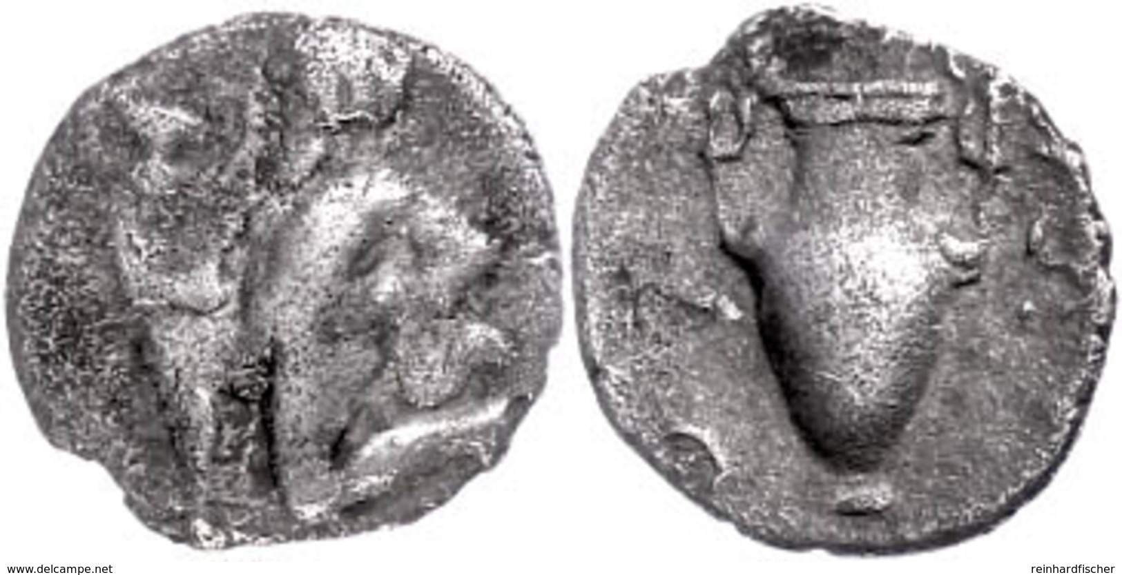 33 Thasos, AR Trihemiobol (0,75g), 411-350 V. Chr., Av: Satyr Mit Kantharos L. Kniend, Rev: Amphora, SNG Cop. 1029f., Ss - Other & Unclassified