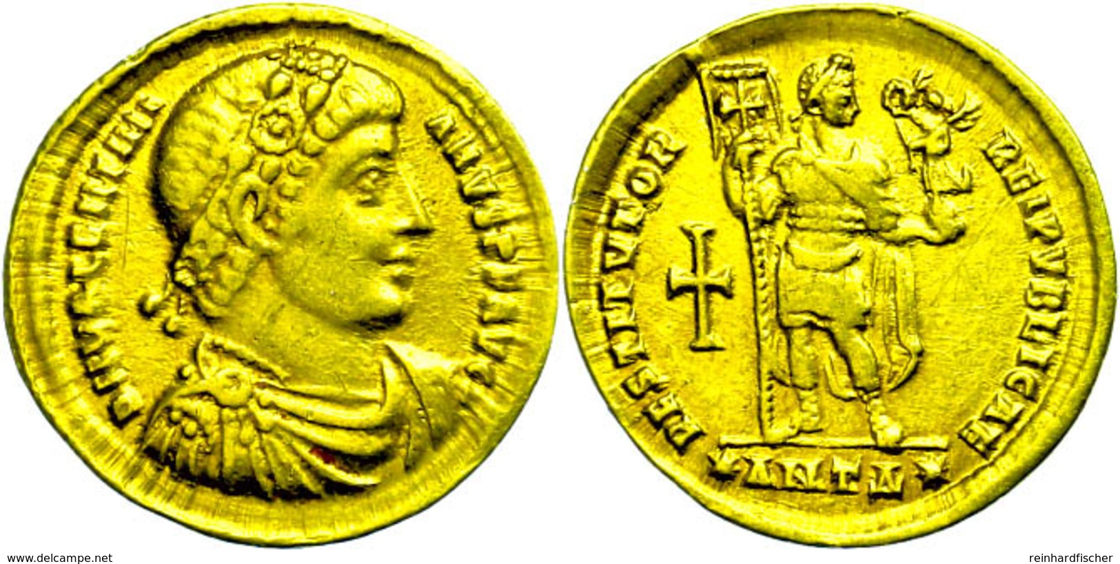 166 Valentinianus I., 364-375, Solidus (4,35g), Antiochia. Av:  Büste Nach Rechts, Darum Umschrift. Rev: Stehender Kaise - Andere & Zonder Classificatie