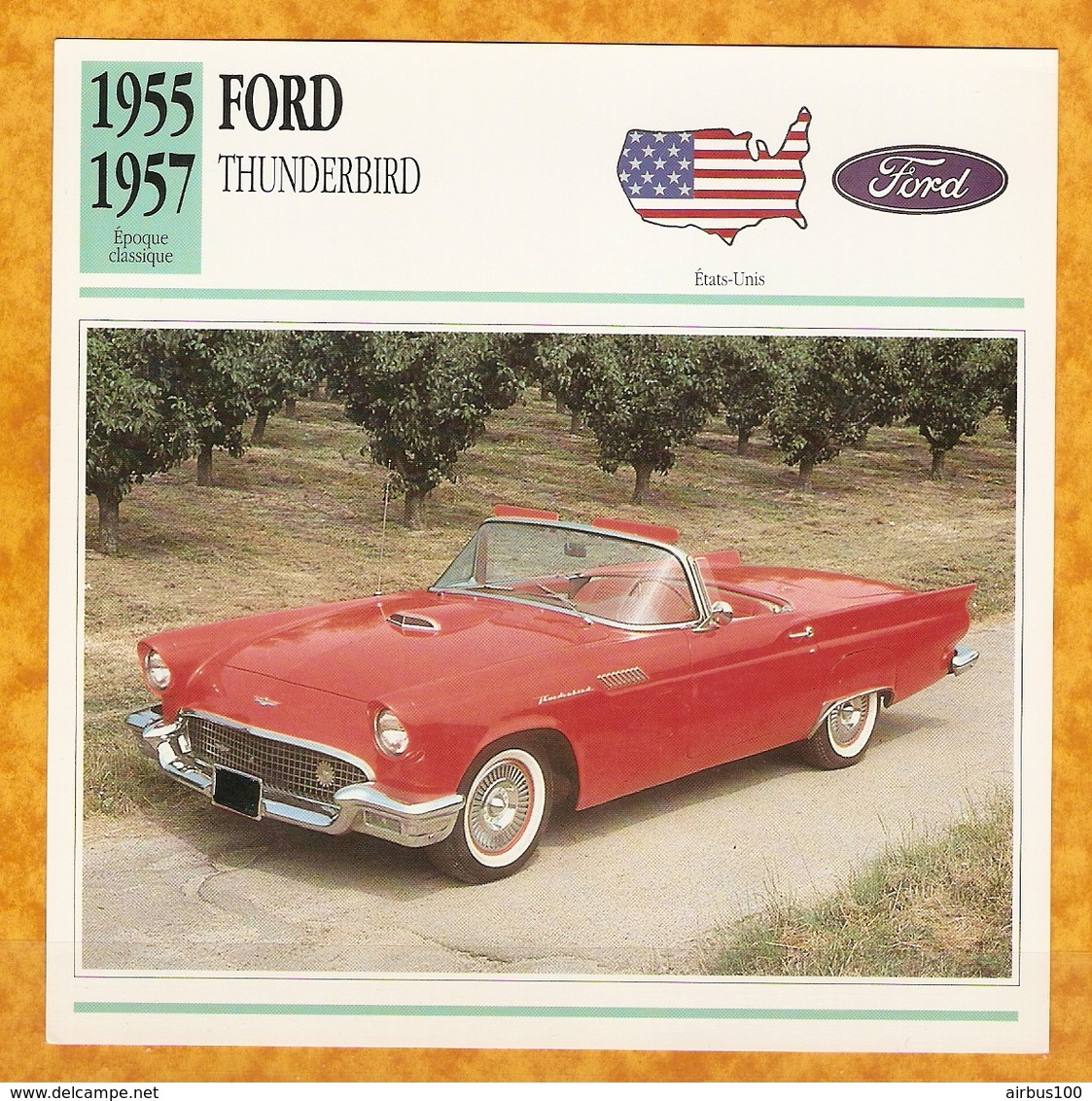 1955 ETATS UNIS VIEILLE VOITURE FORD THUNDERBIRD - UNITED STATES OLD CAR - VIEJO COCHE - VECCHIA MACCHINA - ALTES AUTO - Auto's