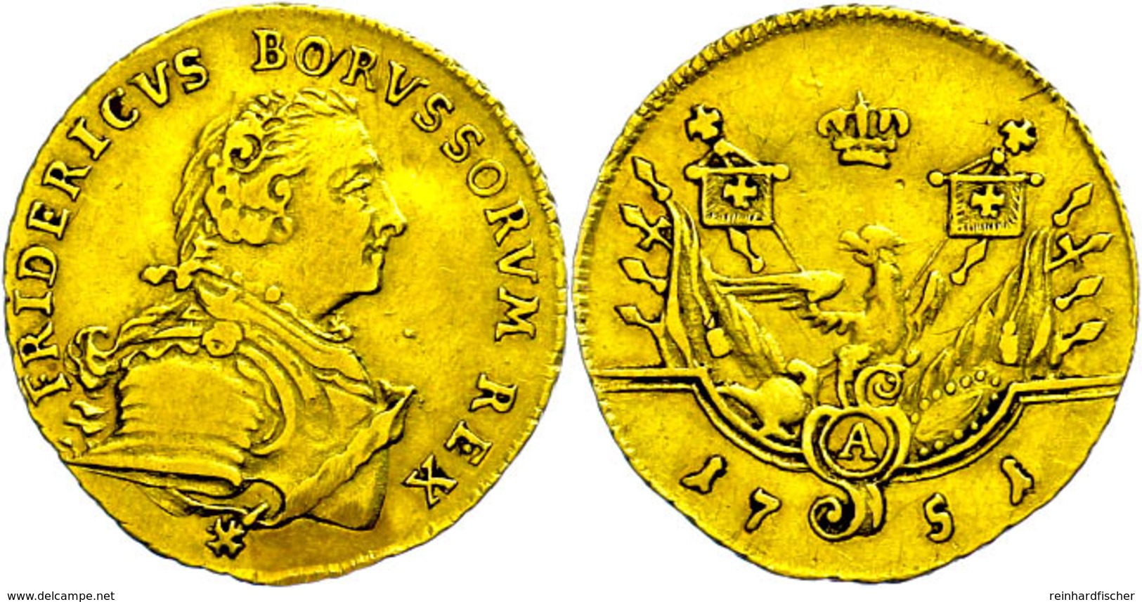 372 1/2 Friedrich D'or, 1751, A, Friedrich II., Olding 405b1, Schlagspur Auf Dem Avers, Ss.  Ss - Autres & Non Classés