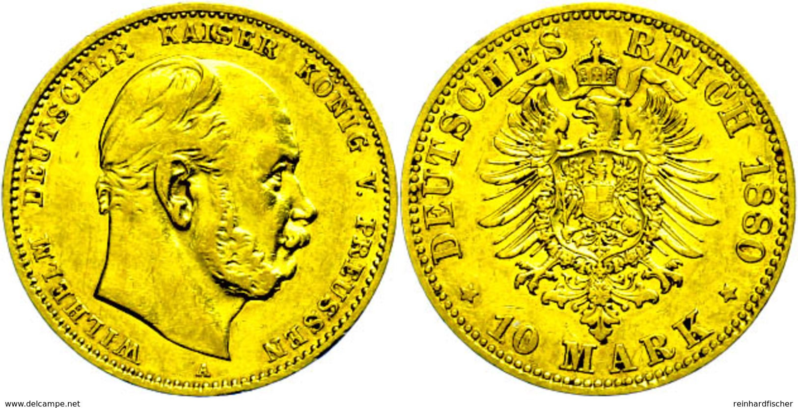 824 10 Mark, 1880, A, Wilhelm I., Wz. Rf., Ss., Katalog: J. 245 Ss - Other & Unclassified