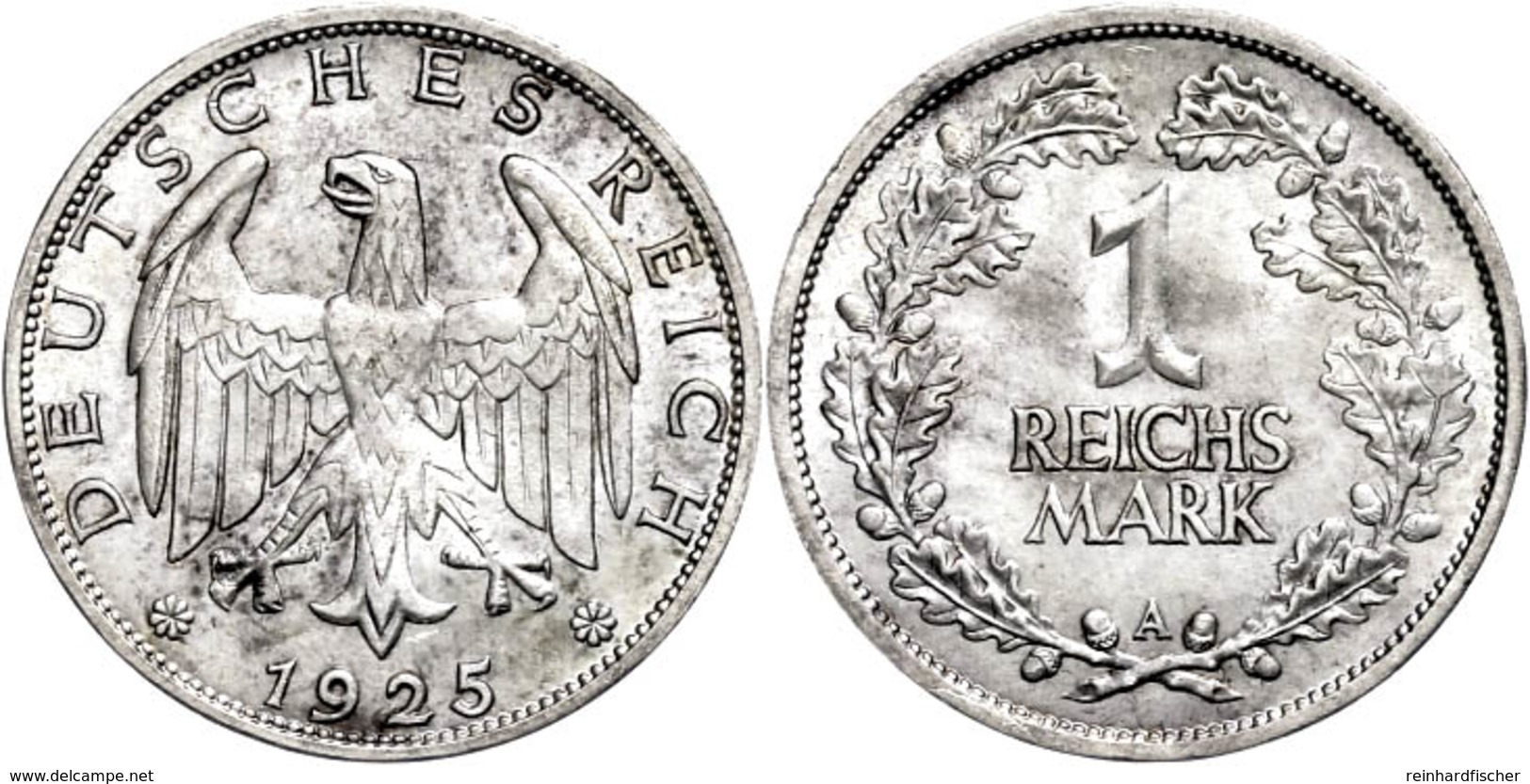 949 1 Reichsmark, 1925, A, F. St., Katalog: J. 319 - Other & Unclassified