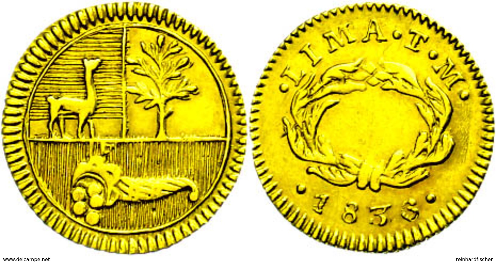 1836 1/2 Escudo, Gold, 1836, Lima, TM, KM 146.1, Randfehler, Ss.  Ss - Peru