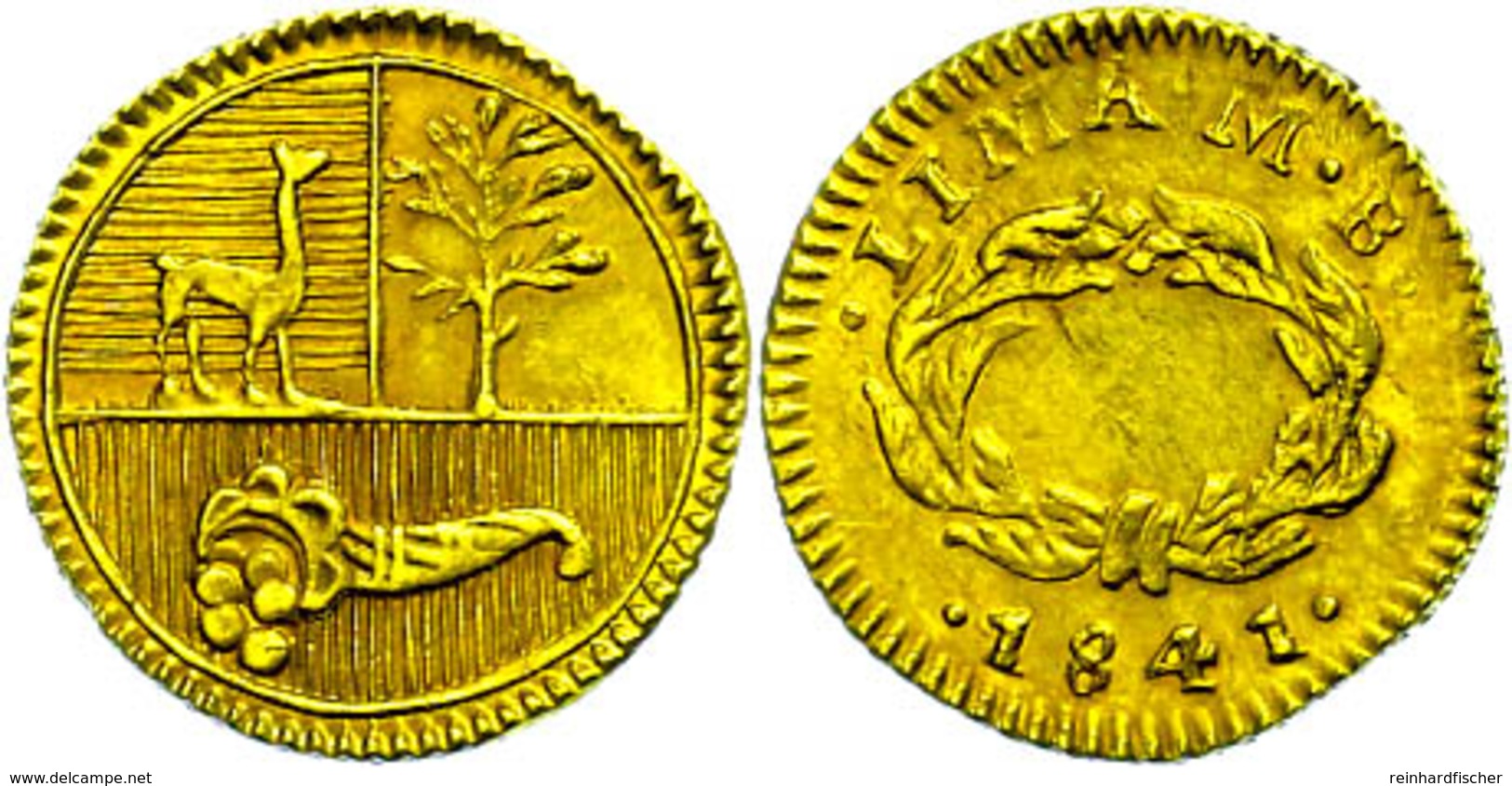 1840 1/2 Escudo, Gold, 1841, Lima, MB, KM 146.1, Ss-vz.  Ss-vz - Peru