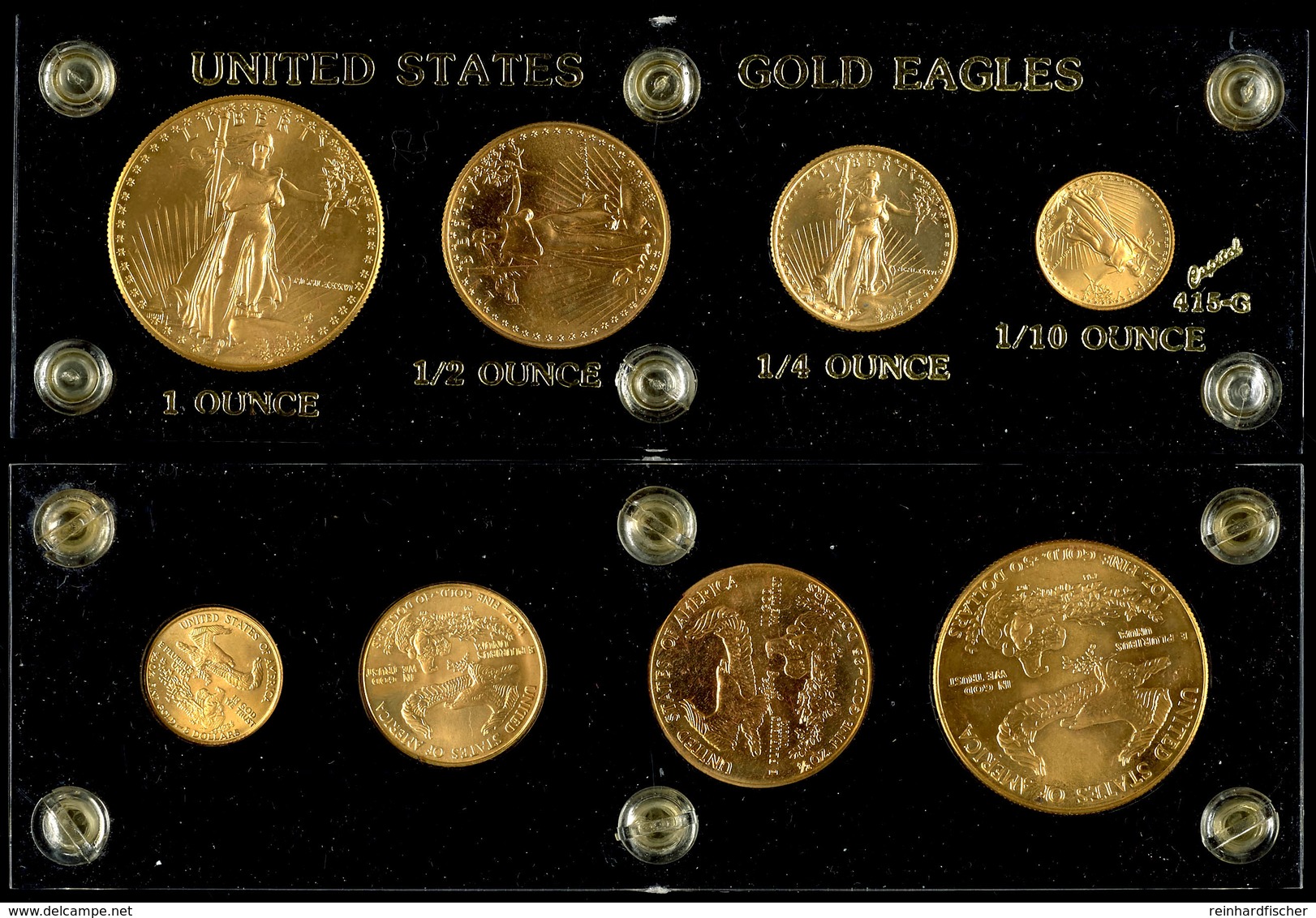 2026 Set Zu 1/10, 1/4, 1/2 Und 1 Unze, Gold, 1986, American Eagle, Insgesamt 57,52g Fein, In Acrylplatte, St.  St - Other & Unclassified