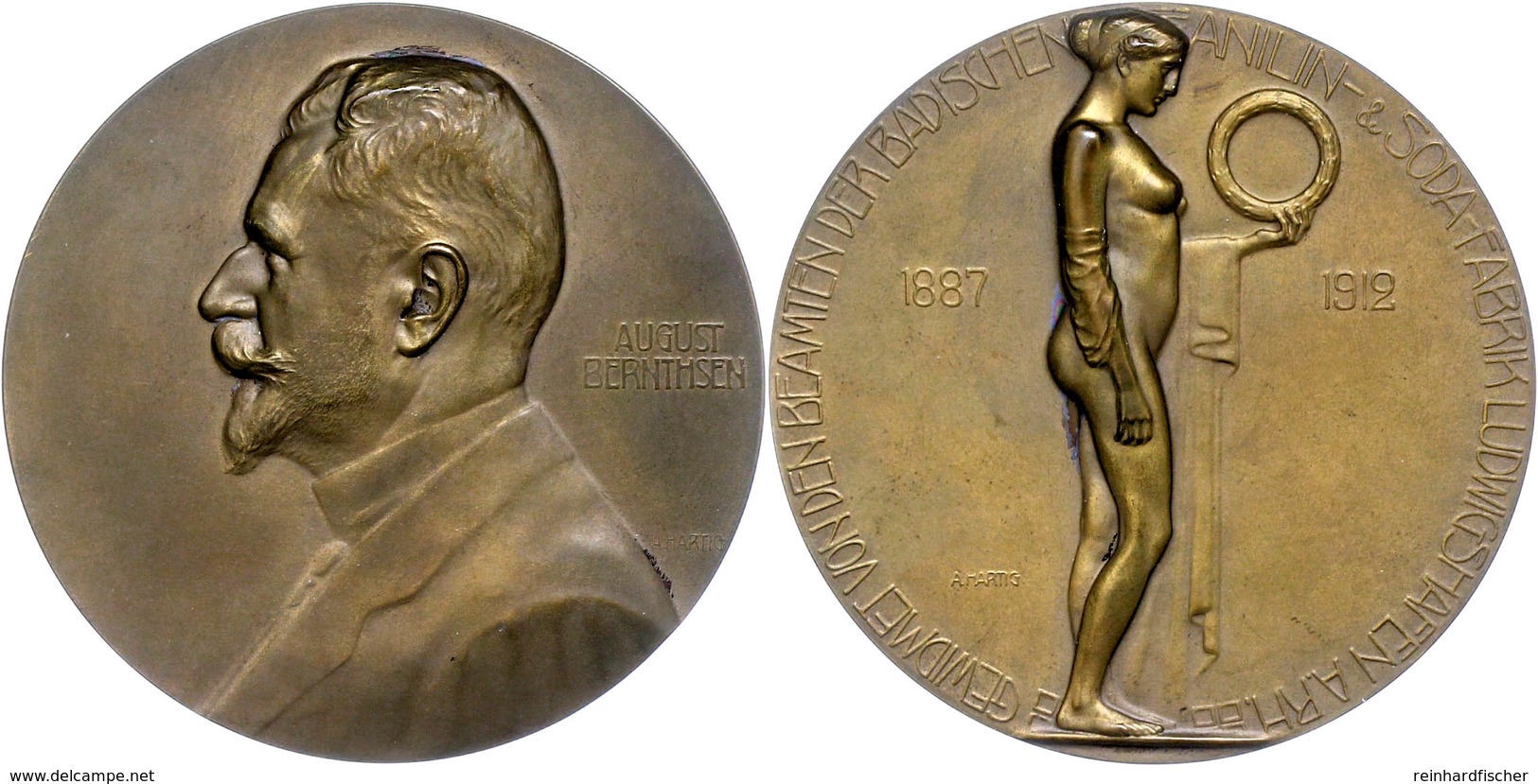 2496 Baden, Bronzemedaille (Dm. Ca. 70,00mm, Ca. 139,81g), 1912, Von Hartig, Auf August Bernthsen. Av: Brustbild Nach Li - Other & Unclassified