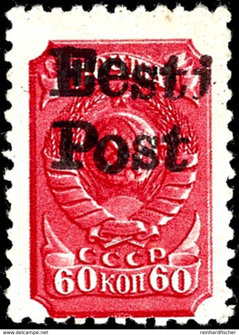 2980 60 Kop. Freimarke Mit Handstempel-Aufdruck "Eesti Post", Postfrisch, Auflage Nur 200 Exemplare, Gepr. Pickenpack Un - Other & Unclassified