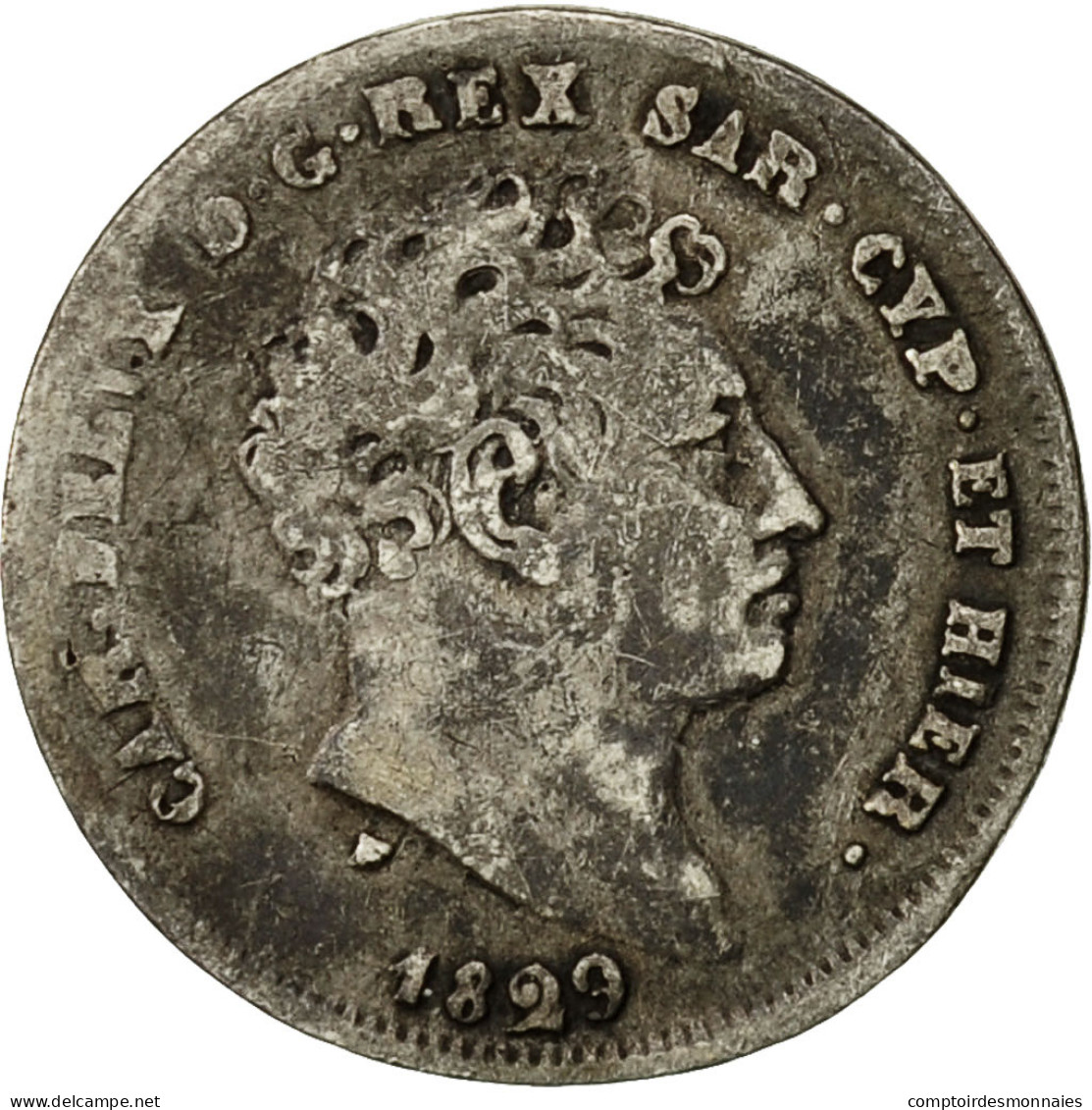 Monnaie, États Italiens, SARDINIA, Carlo Felice, 25 Centesimi, 1829, Genoa - Italian Piedmont-Sardinia-Savoie