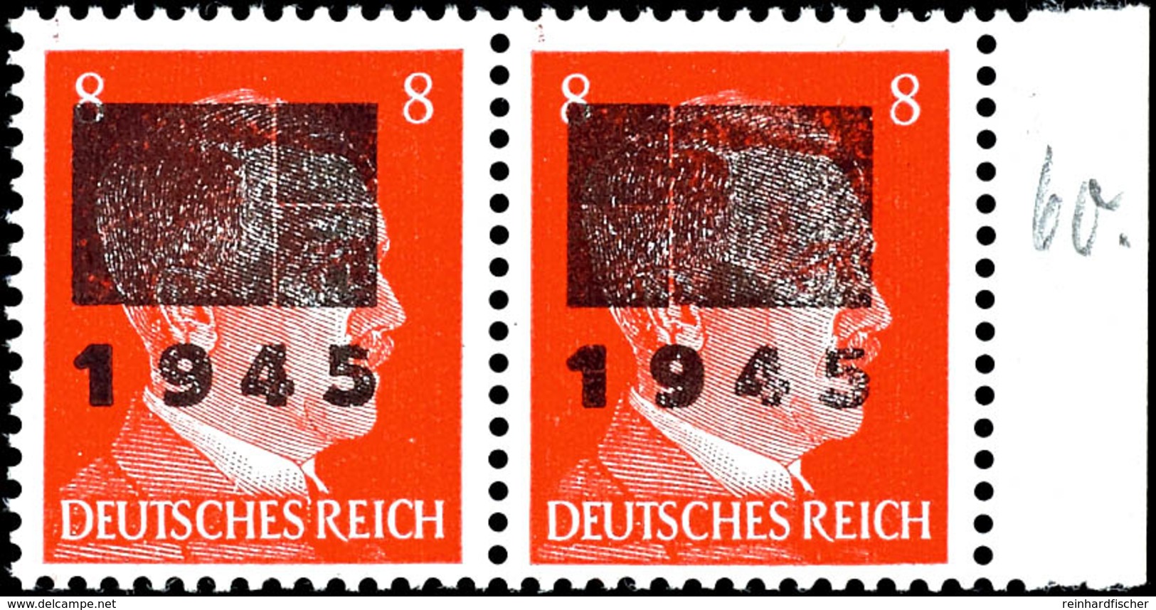 3523 8 Pfg Hitler Im Waagerechten Paar Mit Aufdrucken In Type IIa Und IIb, Tadellos Postfrisch, Gepr. Opitz Und Zierer B - Other & Unclassified