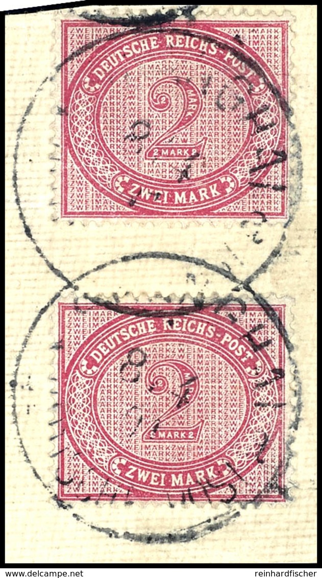 4760 2 Mark Rötlichkarmin, Zwei Werte Auf Briefstück, Die Untere Marke Mit Plattenfehler V "große Unterbrechung Der Guil - Chine (bureaux)