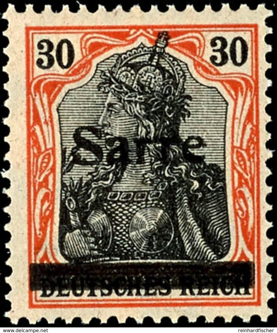 5201 30 Pfg Germania Auf Orangeweißem Papier Mit Aufdruck "Sarre" In Type I, Tadellos Postfrisch, Fotoattest Braun BPP ( - Other & Unclassified