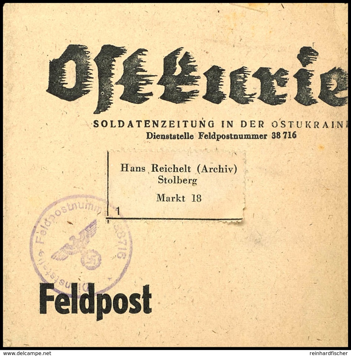 5874 Zeitungsstreifband "Ostkurier" Mit Feldspoststempel No. 138716 Nach Stolberg, Selten  BF - Other & Unclassified