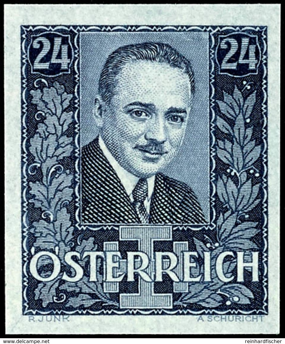 7212 1934, 24 Gr. "Ermordung Von Engelbert Dollfuss", Abart "ungezähnt", Tadellos Postfrisch, Fotoattest Soecknick BPP ( - Other & Unclassified