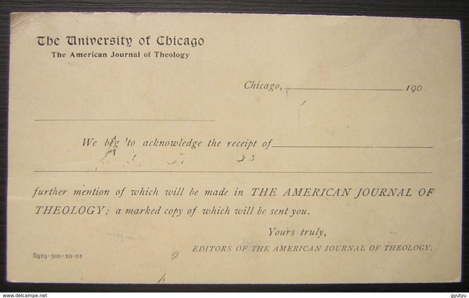 USA University Of Chicago The American Journal Of Theology Entier Avec Repiquage Et Complément Pour Leipzig (Allemagne) - 1901-20