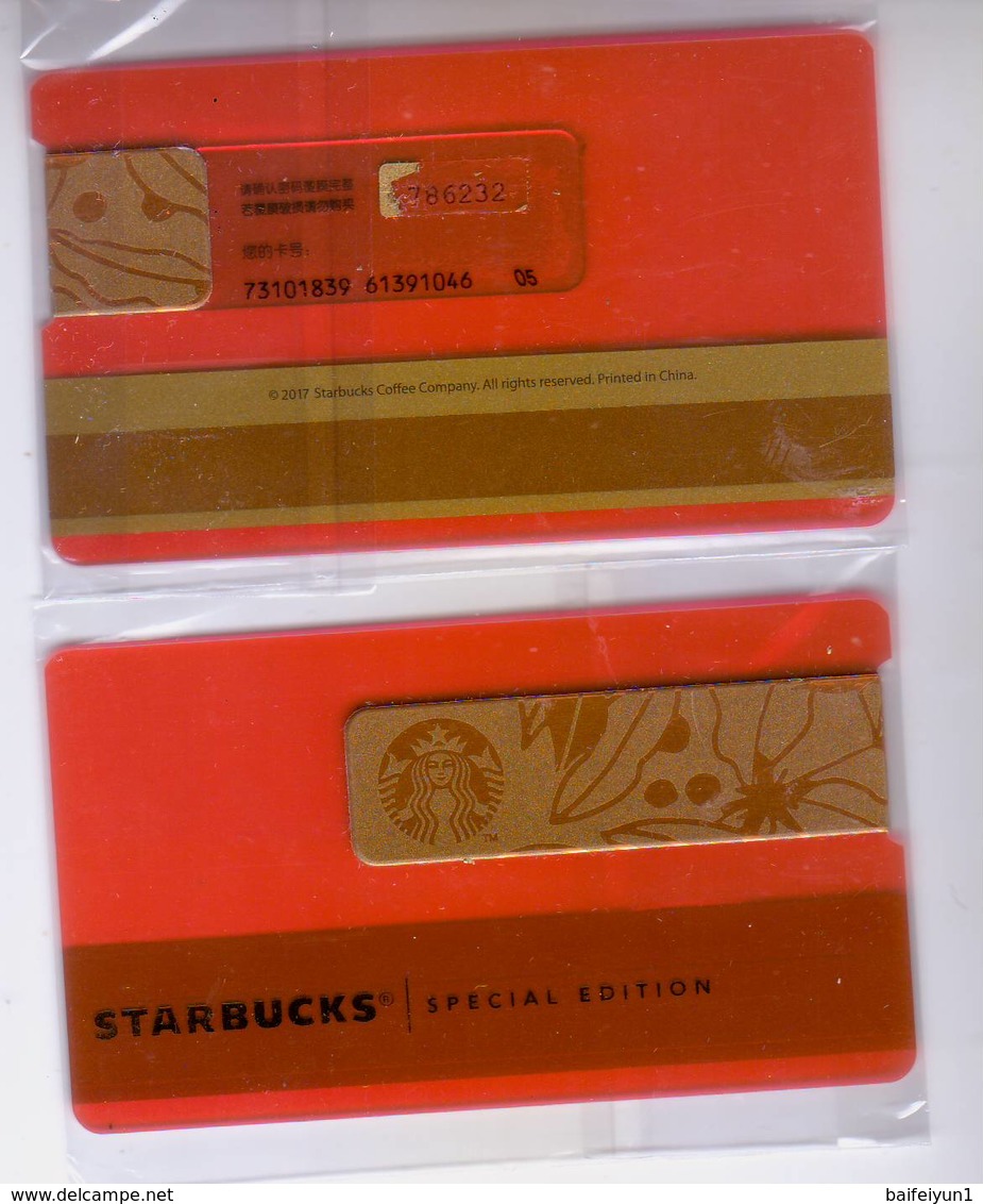 2018 China Starbucks Coffee New Year Special Edition Gift Card 1pc RMB500  Pin Uncover - Chine