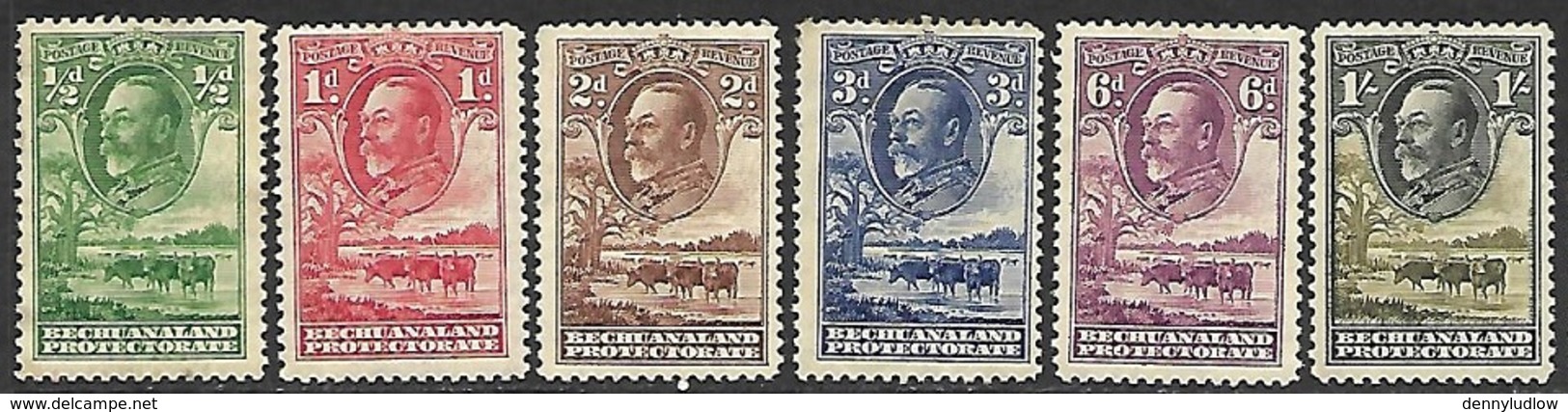 Bechuanaland 1932  Sc#105-8, 110-11 6 Diff  To The 1sh  MH*  2016 Scott Value  $23.75 - 1885-1964 Bechuanaland Protectorate