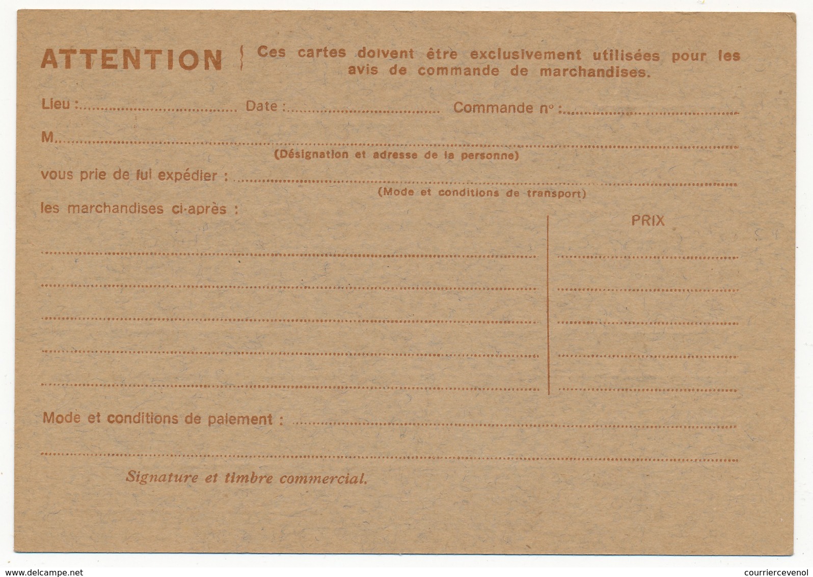 FRANCE - CP Type Iris - 0,90F - Correspondance Commerciale, Avis De Commande, Neuve Et SUP - Cartes Postales Types Et TSC (avant 1995)