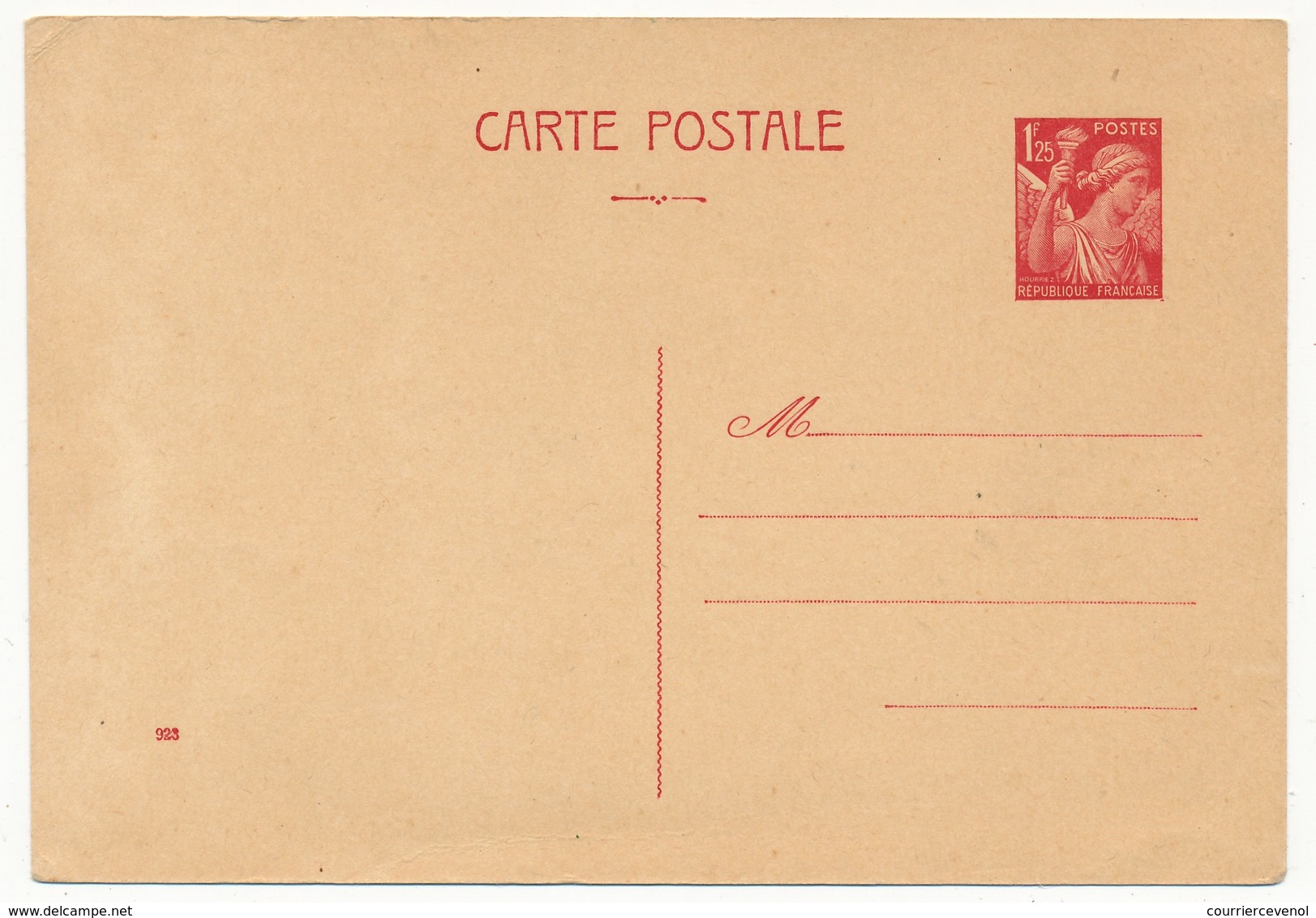 FRANCE - CP Type Iris - 1,25F - Carte Postale Datée 923, Neuve Et TTB - Cartes Postales Types Et TSC (avant 1995)