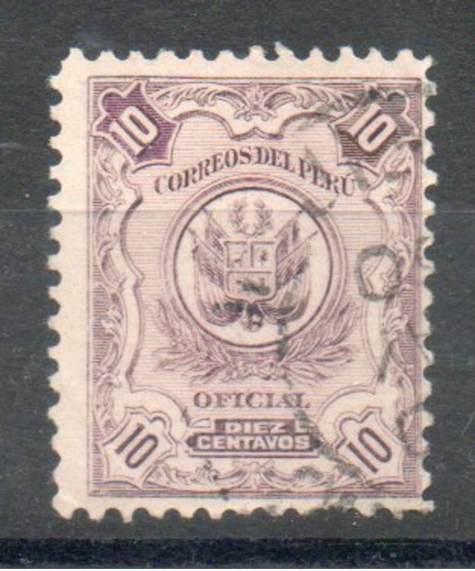 PERU' 1909 - OFFICIAL STAMPS.  10c. Usato - Scott. O30B-O1 - Pérou