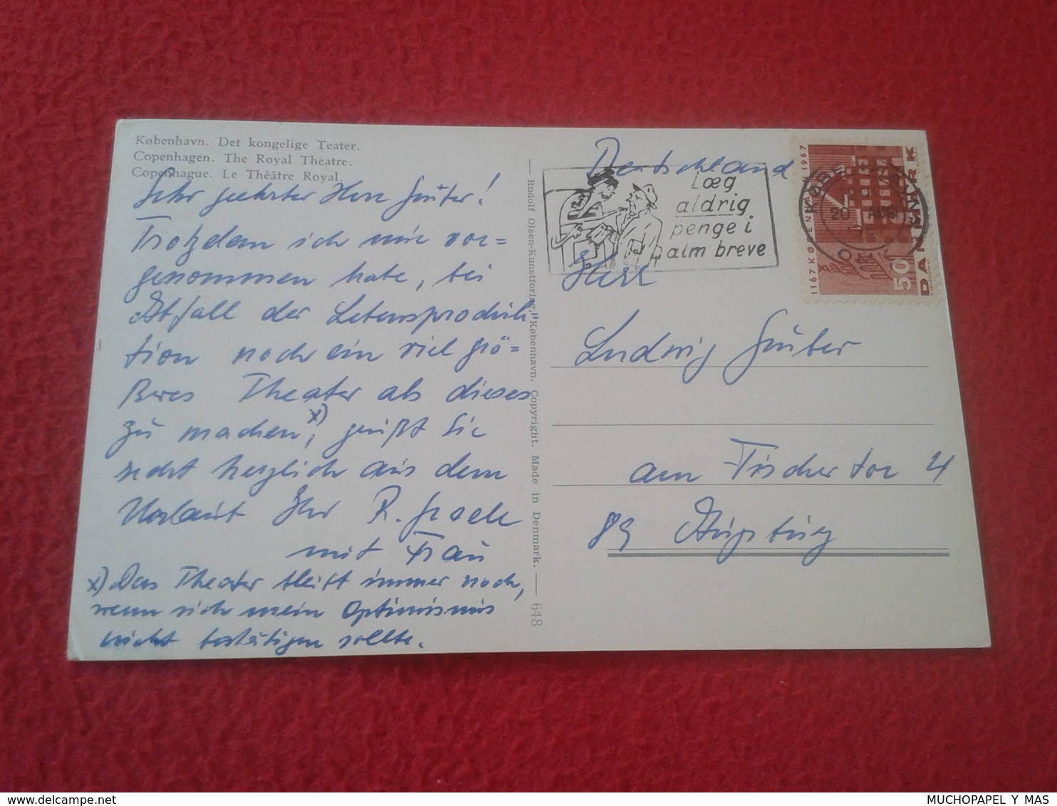 POSTAL POST CARD POSTCARD CARTE POSTALE DINAMARCA THE KINGDOM OF DENMARK DANMARK COPENHAGUE COPENHAGEN THE ROYAL THEATRE - Dinamarca