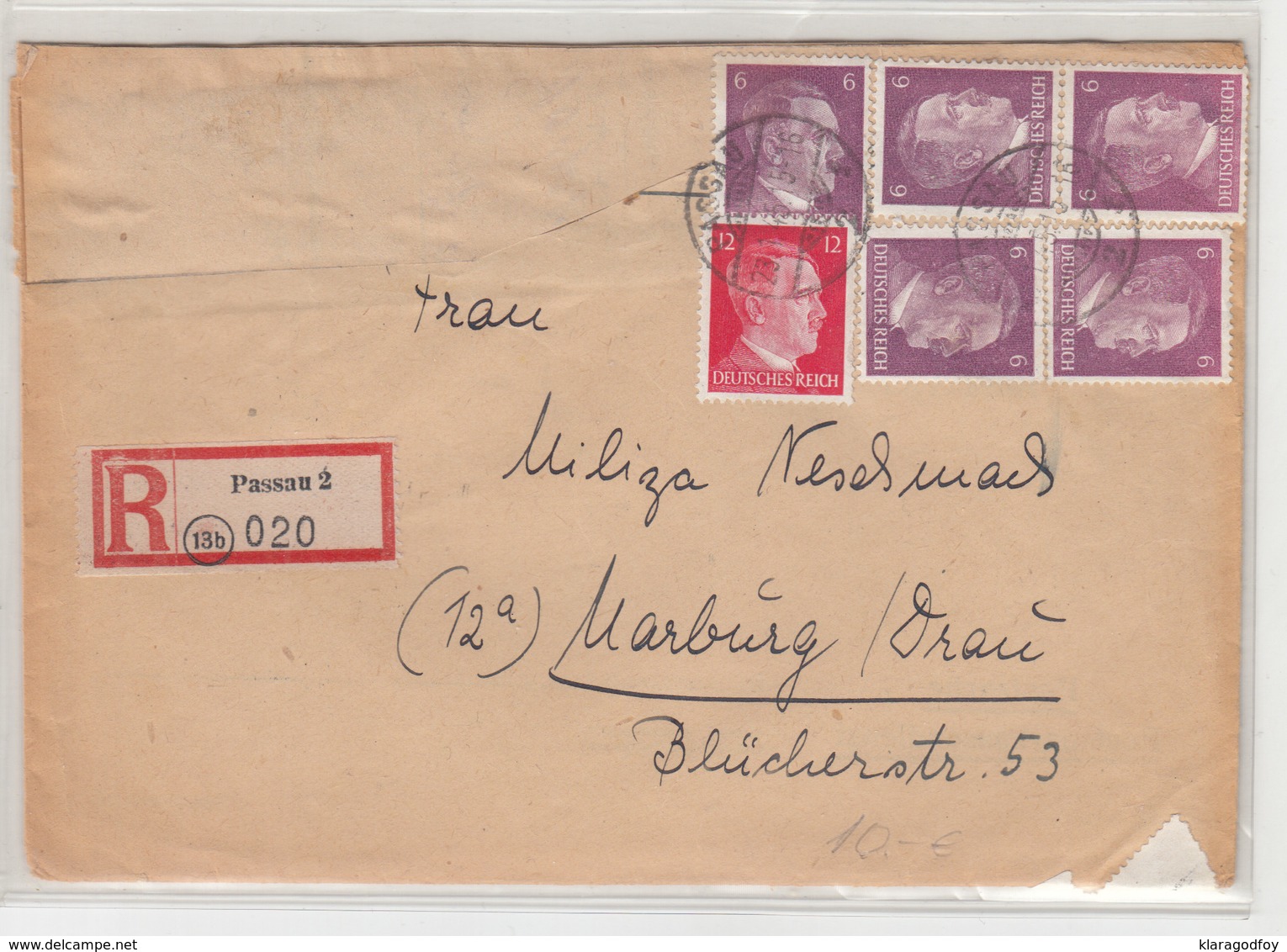 Germany, Letter Cover Registered Travelled 1945 Passau To Marburg (Maribor) B180425 - Briefe U. Dokumente