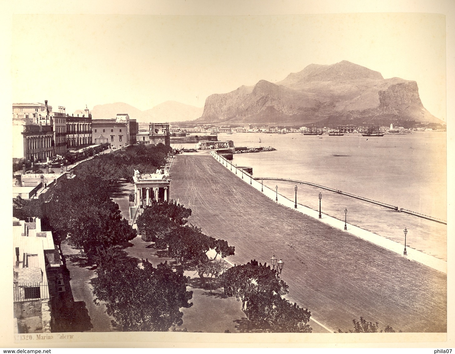 Italy - No. 1320 Marina Palermo. Dry Cancel Of Photograph, Photo Dimension 24.2x18.4 Cm / 4 Scans - Anciennes (Av. 1900)