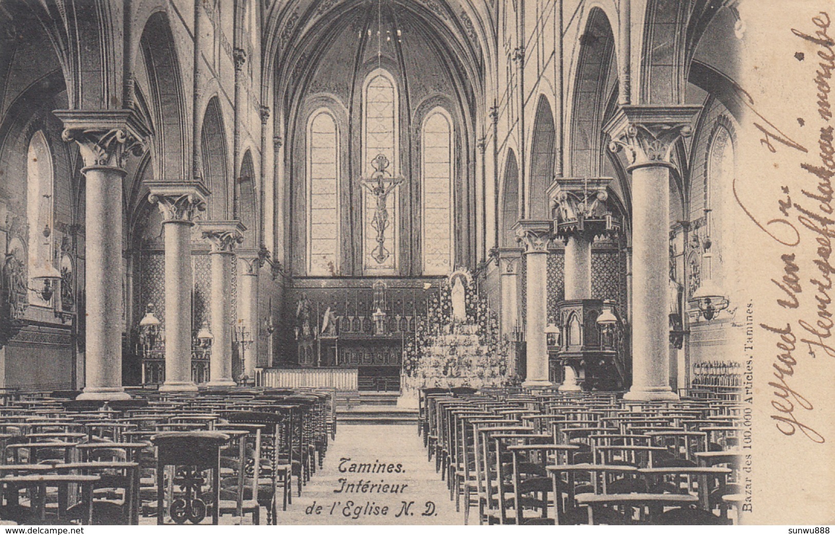 Tamines - Intérieur De L'Eglise N.D. (Bazar Des 100.000 Articles 1904) - Sambreville