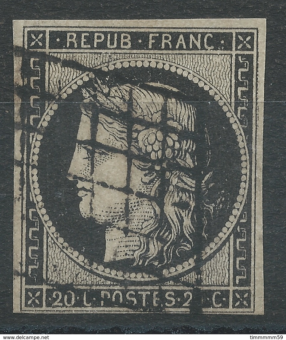 Lot N°42044  Variété/n°3, Oblit Grille De 1849, Filets EST, Bonnes Marges - 1849-1850 Cérès