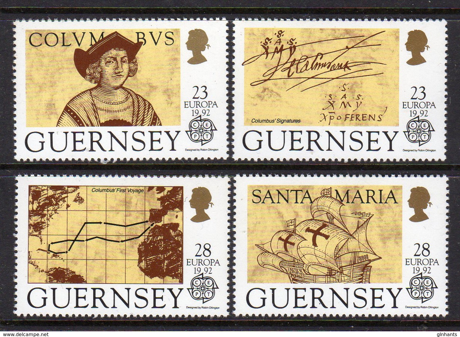 GUERNSEY - 1992 EUROPA COLUMBUS SET (4V) SG 556-559 FINE MNH ** - Guernsey