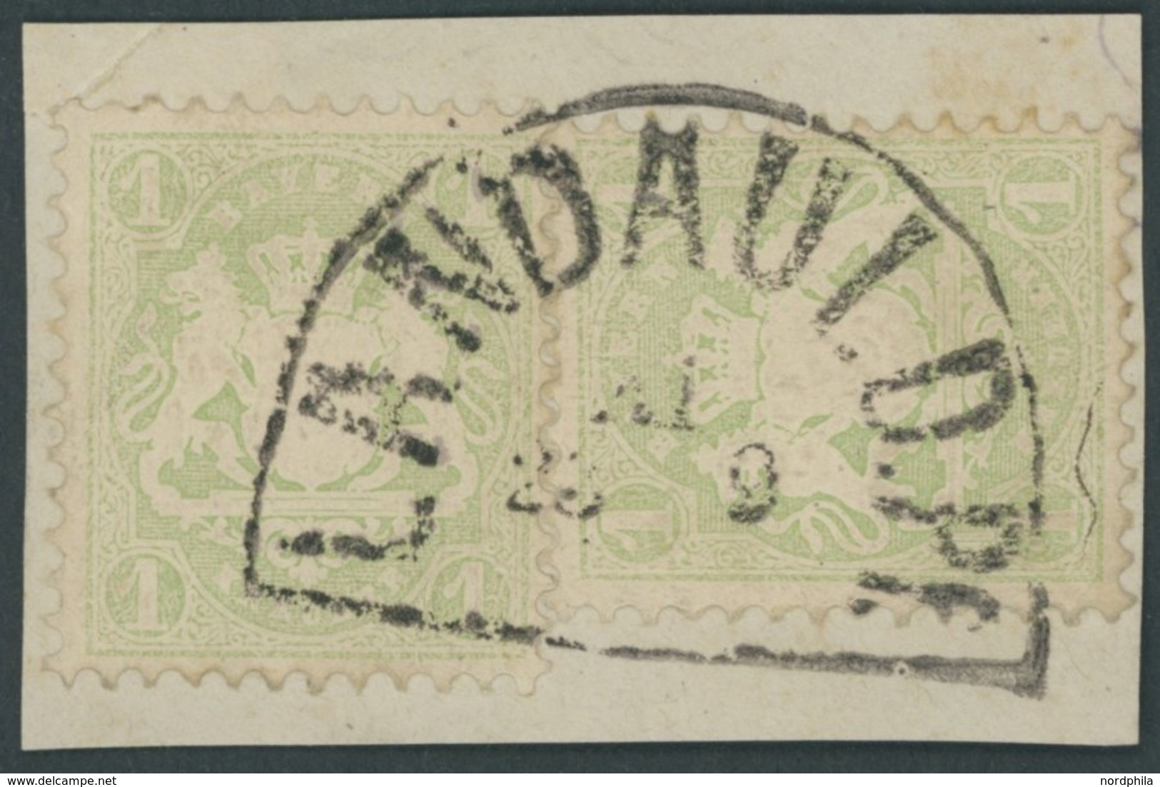 BAYERN 32c BrfStk, 1875, 1 Kr. Mattgrün, Wz. 2, 2x Auf Briefstück, Segmentstempel LANDAU I D.PF., Pracht, Gepr. Brettl - Autres & Non Classés