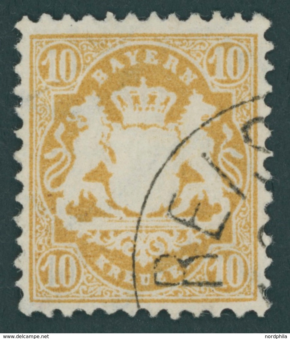 BAYERN 35 O, 1875, 10 Kr. Dunkelchromgelb, Wz. 2, Kabinett, Gepr. Brettl, Mi. (320.-) - Autres & Non Classés