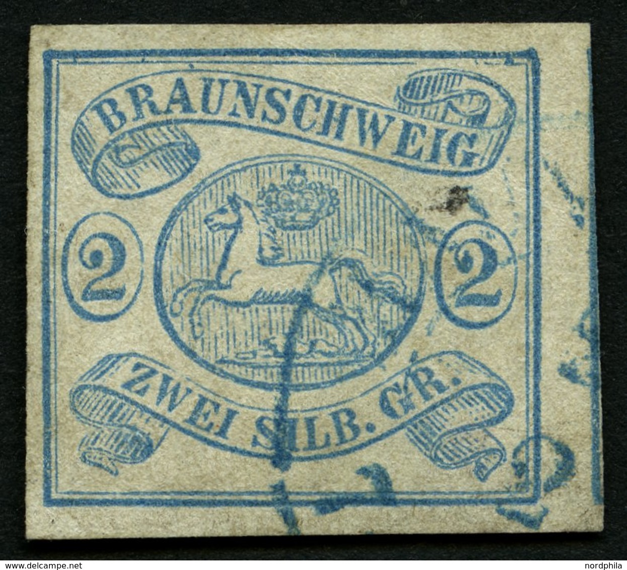 BRAUNSCHWEIG 2 O, 1852, 2 Sgr. Lebhaftpreußischblau, Pracht, Mi. 350.- - Brunswick