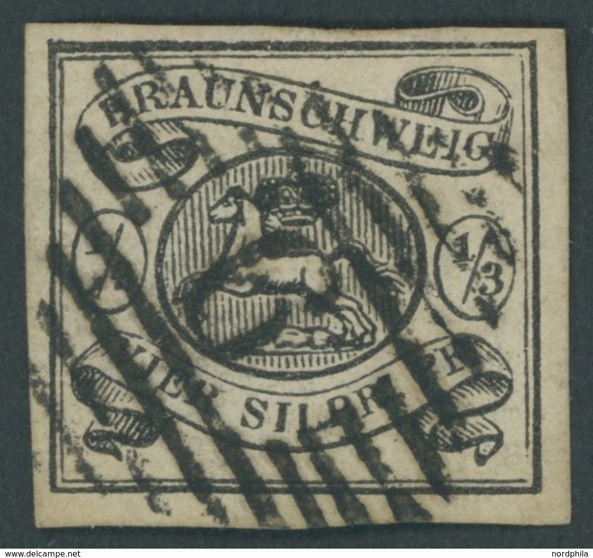 BRAUNSCHWEIG 5 O, 1856, 1/3 Sgr. Schwarz, Nummernstempel 9, Kabinett, Mi. (450.-) - Braunschweig