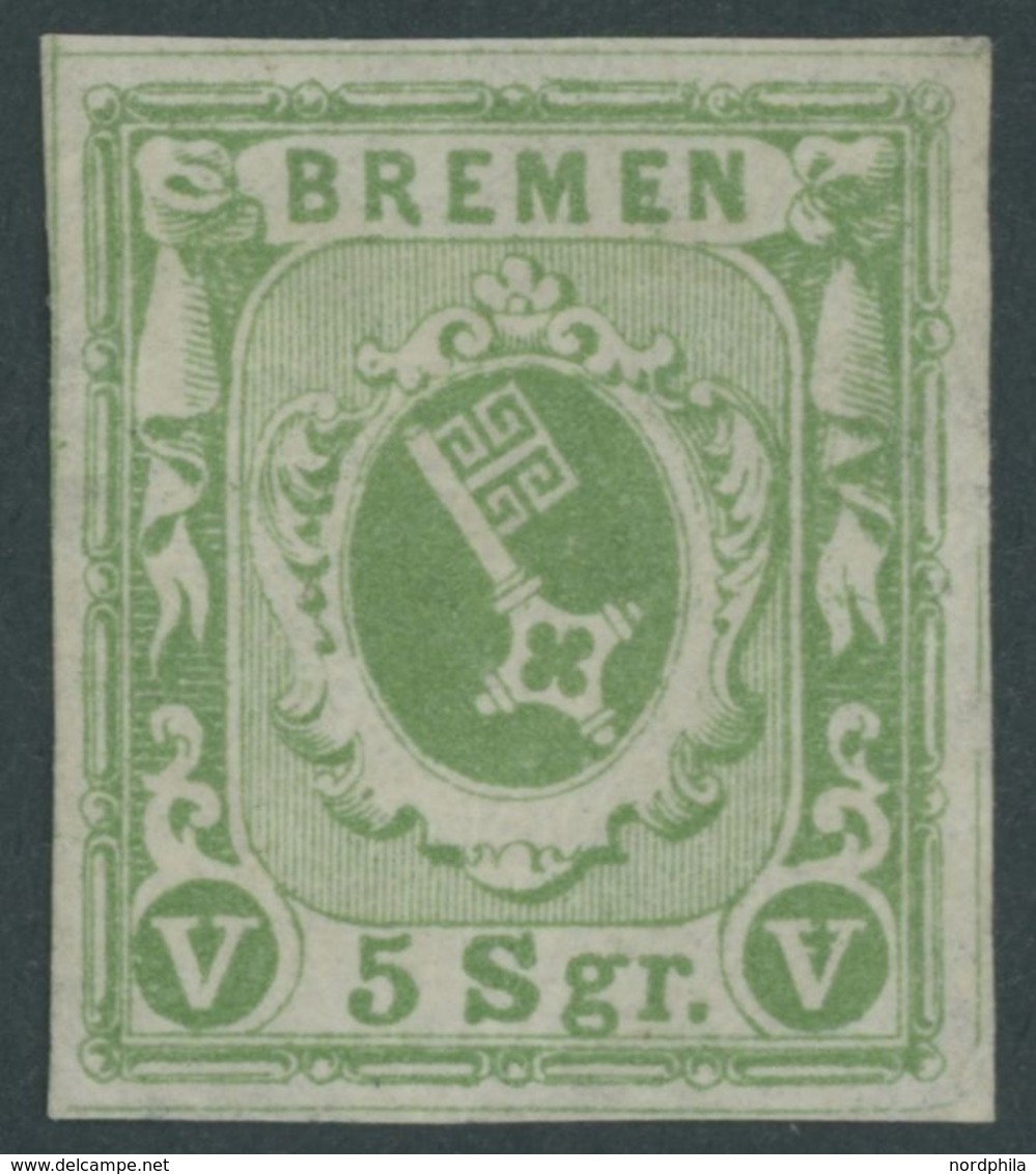 BREMEN 4a (*), 1859, 5 Pf. Gelbgrün, Gummi Wohl Nicht Original, Feinst - Brême