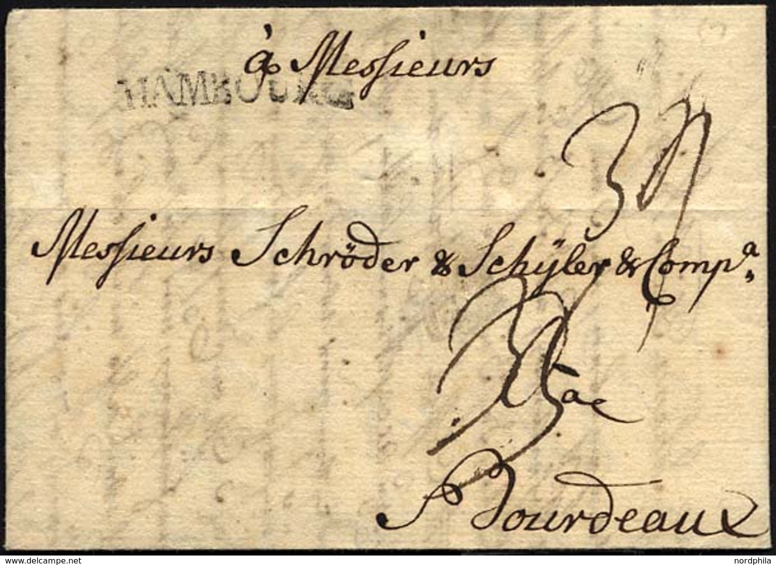 HAMBURG VORPHILA 1767, HAMBOURG, L1 Auf Brief Nach Bordeaux, Pracht - Prephilately