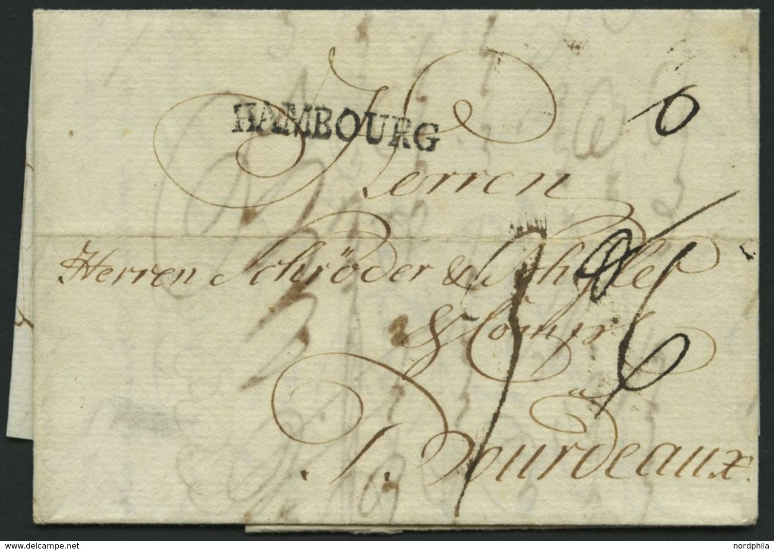 HAMBURG 1783, HAMBOURG, L1 Auf Brief Nach Bordeaux, Pracht - Préphilatélie