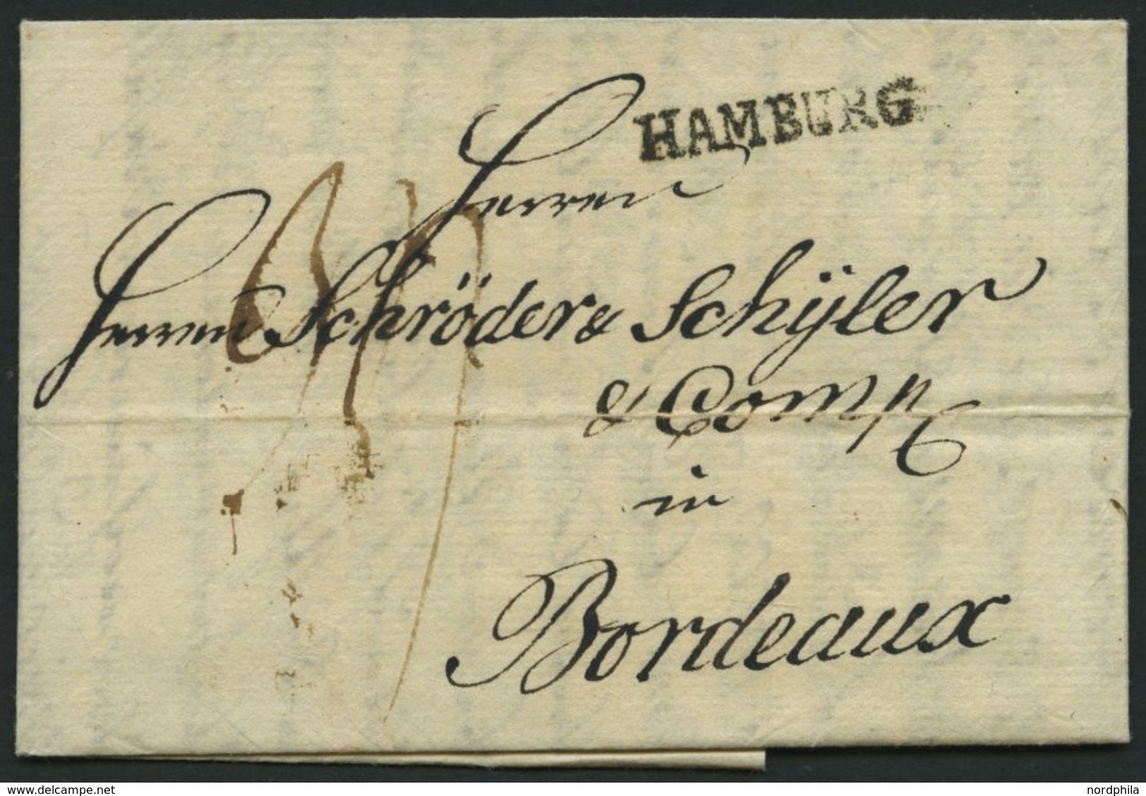 HAMBURG 1799, HAMBURG, L1 Auf Brief Nach Bordeaux, Pracht - Préphilatélie