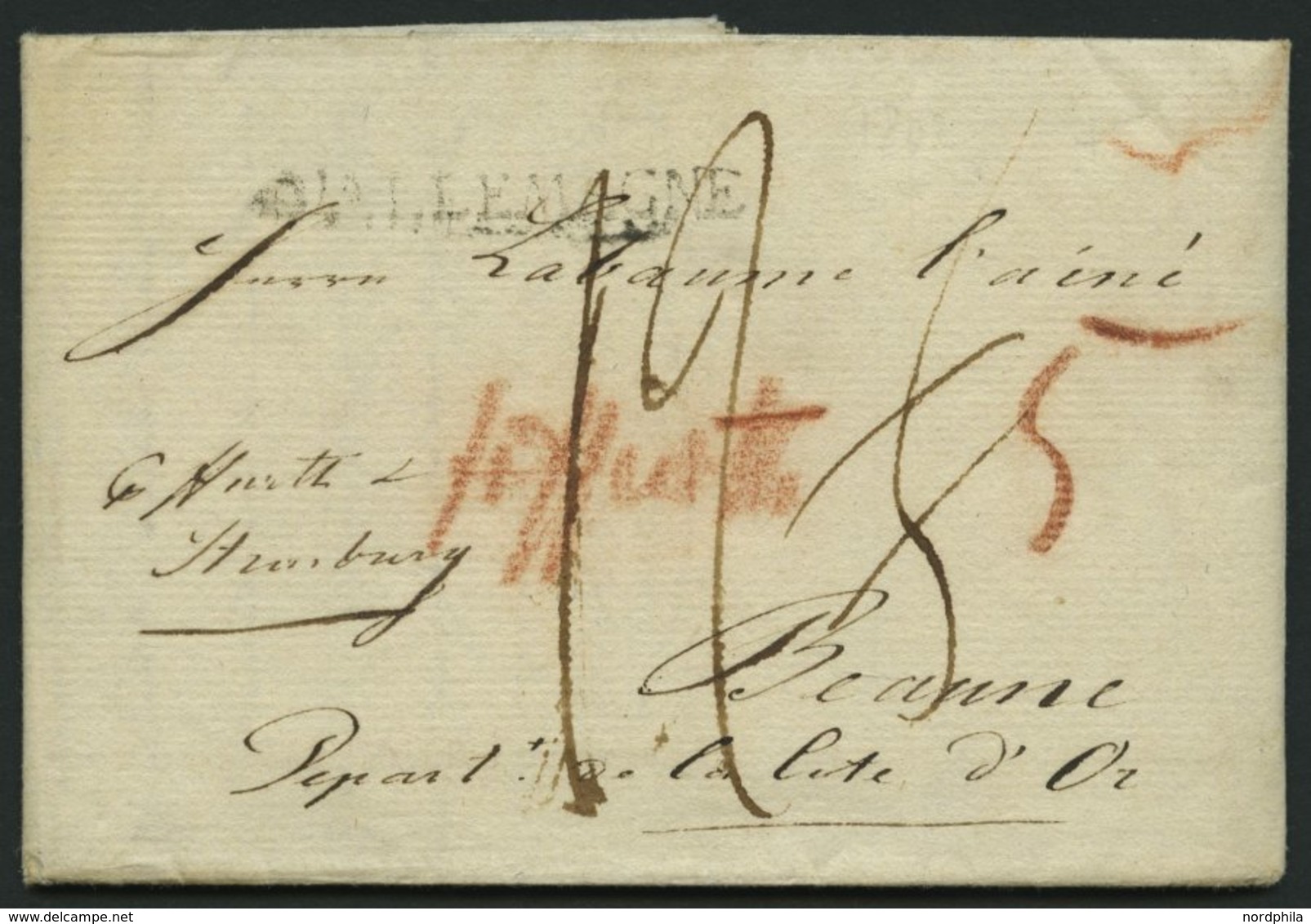 HAMBURG VORPHILA 1802, D`ALLEMAGNE, L1 Auf Brief Nach Beaune, Pracht - Préphilatélie