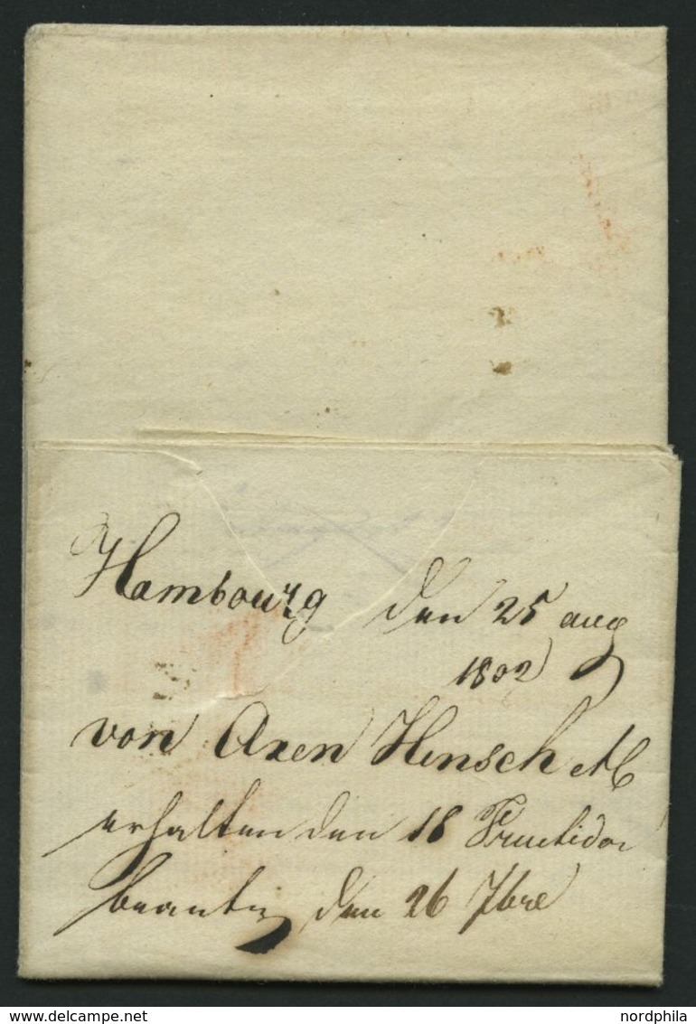 HAMBURG VORPHILA 1802, D`ALLEMAGNE, L1 Auf Brief Nach Beaune, Pracht - Préphilatélie