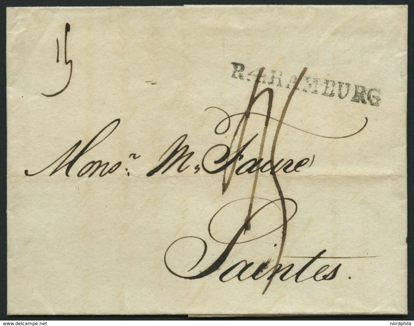 HAMBURG 1806, R.4. HAMBURG, L1 Auf Brief Nach Saintes, Pracht - [Voorlopers